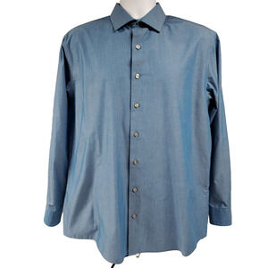 UNLISTED Mens Button Up Long Sleeve Shirt Slim Fit Blue Size Large 16.5 32/33